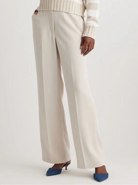 Quince Cream Wide-Leg Dress Pants